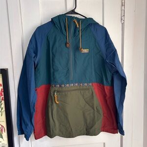 L.L. Bean Red and Blue Ski Jacket with Hood and Water-Resistant Fabric
